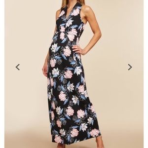 Black Floral Maternity Maxi Dress